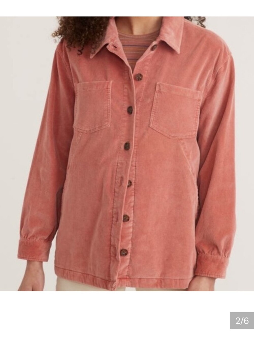 Marine Layer Carrie Corduroy Shirt Jacket in Dusty Rose